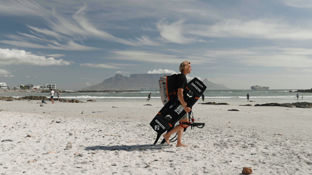 Kitesurfer with sunscreen in South Africa